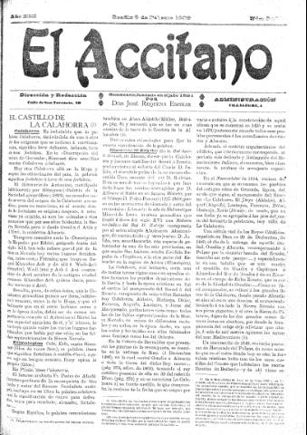 'El accitano  : periódico científico, literario y de intereses generales de Guadix y su partido' - Año XIX Número 843  - 1909 febrero 6