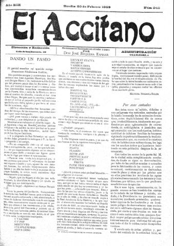 'El accitano  : periódico científico, literario y de intereses generales de Guadix y su partido' - Año XIX Número 845  - 1909 febrero 20