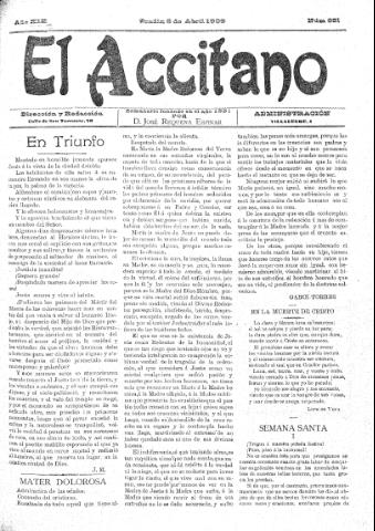 'El accitano  : periódico científico, literario y de intereses generales de Guadix y su partido' - Año XIX Número 851  - 1909 abril 3
