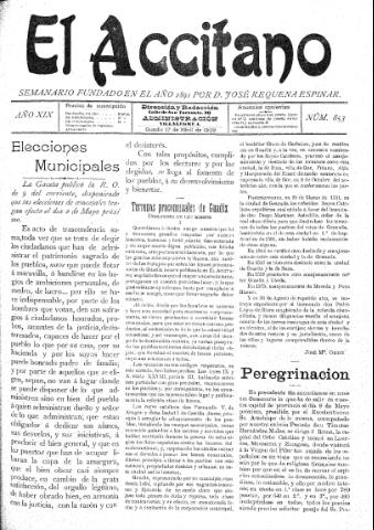 'El accitano  : periódico científico, literario y de intereses generales de Guadix y su partido' - Año XIX Número 853  - 1909 abril 17