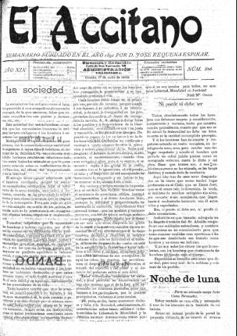 'El accitano  : periódico científico, literario y de intereses generales de Guadix y su partido' - Año XIX Número 866  - 1909 julio 17