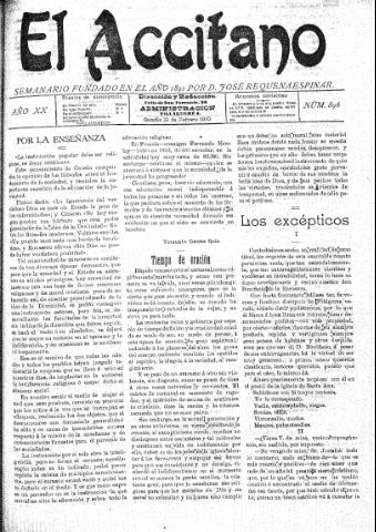 'El accitano  : periódico científico, literario y de intereses generales de Guadix y su partido' - Año XX Número 896  - 1910 febrero 12