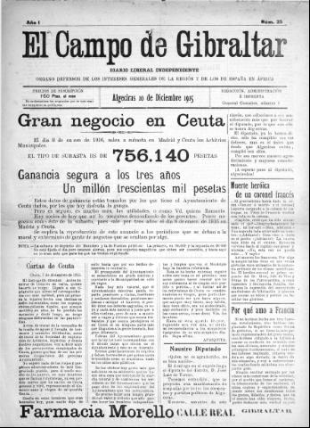 'El Campo de Gibraltar  : Diario liberal independiente' - Año I Número 35 - 1915 diciembre 10
