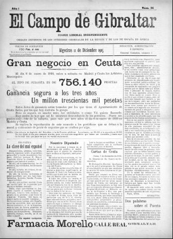 'El Campo de Gibraltar  : Diario liberal independiente' - Año I Número 36 - 1915 diciembre 11