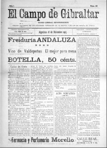 'El Campo de Gibraltar  : Diario liberal independiente' - Año I Número 42 - 1915 diciembre 18
