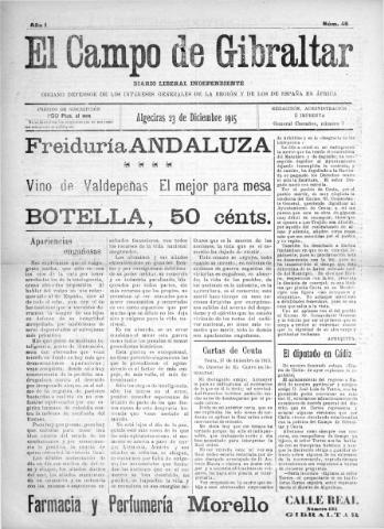 'El Campo de Gibraltar  : Diario liberal independiente' - Año I Número 46 - 1915 diciembre 23