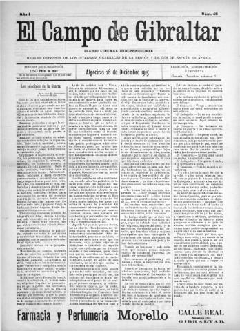 'El Campo de Gibraltar  : Diario liberal independiente' - Año I Número 49 - 1915 diciembre 28