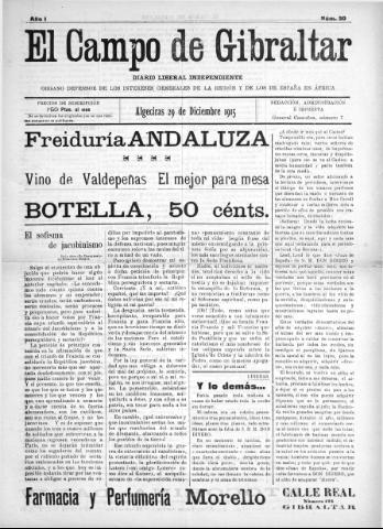 'El Campo de Gibraltar  : Diario liberal independiente' - Año I Número 50 - 1915 diciembre 29