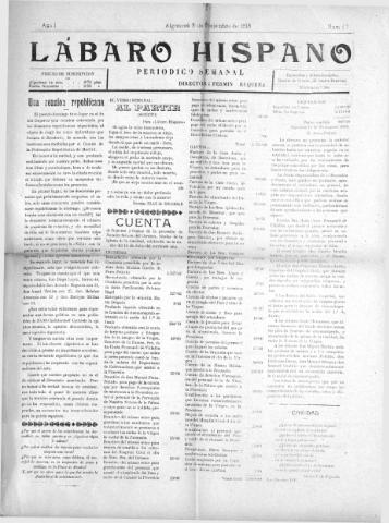 'Lábaro hispano : periódico semanal' - Año I Número 42 - 1918 diciembre 8