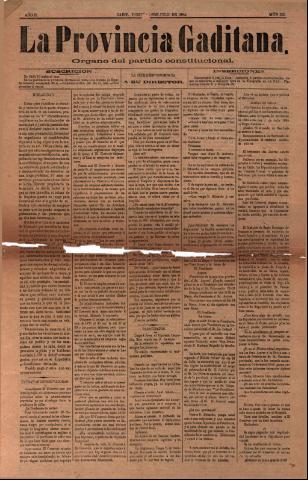 'La Provincia Gaditana' - Año I Número 323 - 1884 julio 26