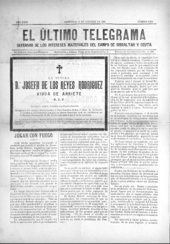 'El Último telegrama : defensor de los intereses materiales del Campo de Gibraltar y Ceuta' - Año XXIV Número 1256 - 1899 octubre 14
