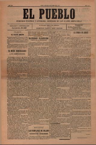 'El Pueblo : periódico político y literario, defensor de las clases jornaleras' - Año 7 Número 303 - 1899 abril 20