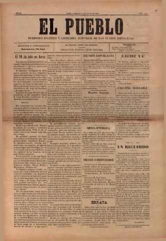 'El Pueblo : periódico político y literario, defensor de las clases jornaleras' - Año 7 Número 316 - 1899 julio 21