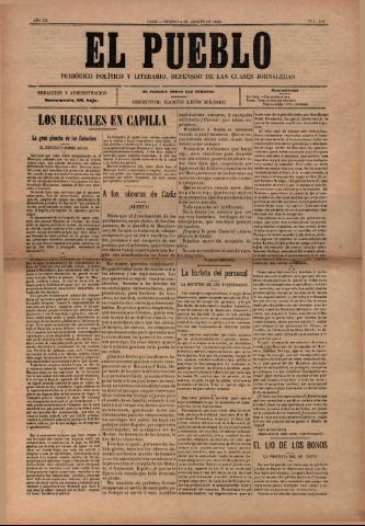 'El Pueblo : periódico político y literario, defensor de las clases jornaleras' - Año 7 Número 318 - 1899 agosto 4