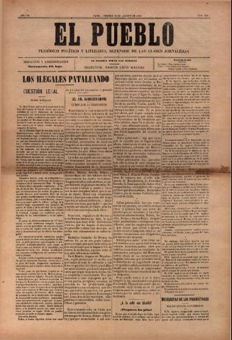 'El Pueblo : periódico político y literario, defensor de las clases jornaleras' - Año 7 Número 320 - 1899 agosto 18