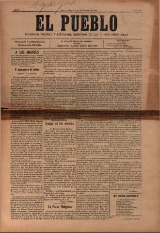 'El Pueblo : periódico político y literario, defensor de las clases jornaleras' - Año 7 Número 325 - 1899 septiembre 23