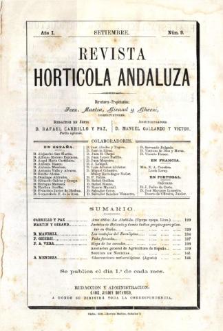 'Revista hortícola andaluza' - Año 1 Número 9 - 1881 septiembre 1