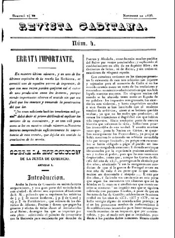 'Revista gaditana  : Periódico popular' - Número 4 - 1839 noviembre 24