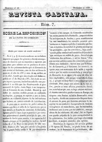 'Revista gaditana  : Periódico popular' - Número 7 - 1839 diciembre 15