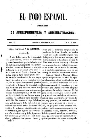 'El Foro español :  periódico de jurisprudencia y administración.' - Tomo 1 Número 3 - 1849 enero 30