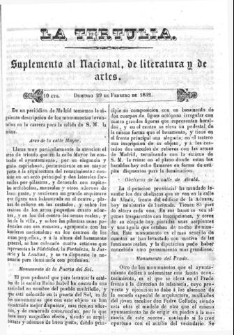 'La Tertulia periódico semanal de literatura y de artes' - 1852 febrero 29