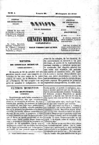 'Revista de la Facultad de Ciencias Médicas.' - Número 4 - 1844 diciembre 23