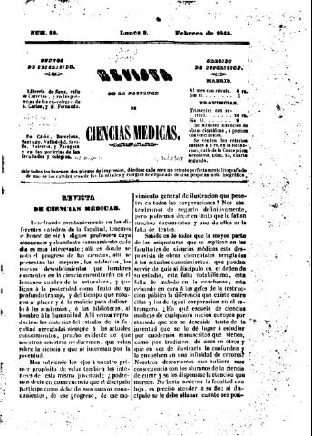 'Revista de la Facultad de Ciencias Médicas.' - Número 10 - 1845 febrero 3