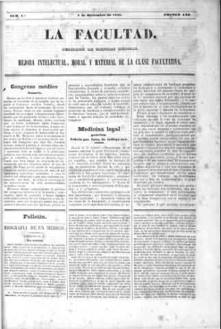 'La Facultad :  periódico de ciencias médicas.' - Año 1 Número 7 - 1845 diciembre 7