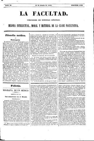 'La Facultad :  periódico de ciencias médicas.' - Año 1 Número 36 - 1846 junio 21