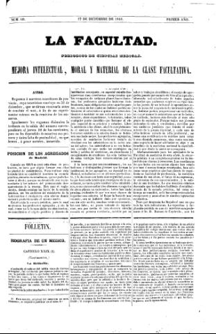 'La Facultad :  periódico de ciencias médicas.' - Año 2 Número 60 - 1846 diciembre 17