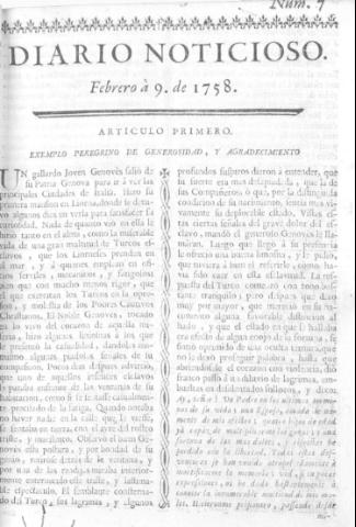'Diario noticioso, curioso, erudito y comercial público y económico' - Número 7 - 1758 febrero 9