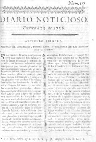 'Diario noticioso, curioso, erudito y comercial público y económico' - Número 19 - 1758 febrero 23