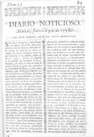 'Diario noticioso, curioso, erudito y comercial público y económico' - Número 23 - 1758 marzo 30