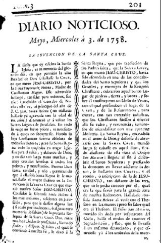 'Diario noticioso, curioso, erudito y comercial público y económico' - Número 3 - 1758 mayo 3