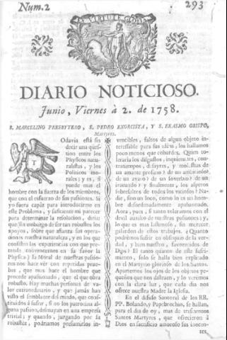 'Diario noticioso, curioso, erudito y comercial público y económico' - Número 2 - 1758 junio 2