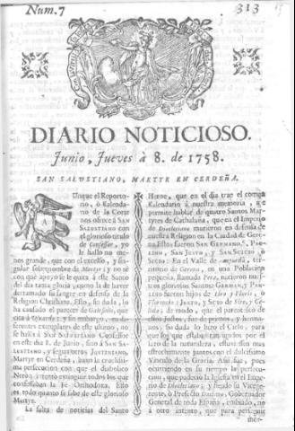 'Diario noticioso, curioso, erudito y comercial público y económico' - Número 7 - 1758 junio 8