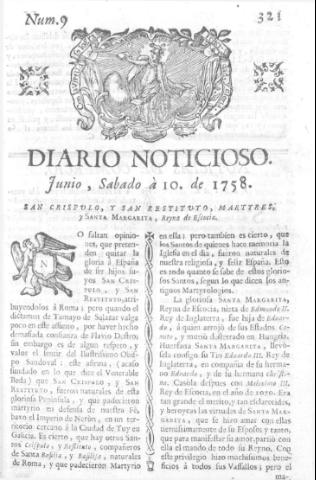 'Diario noticioso, curioso, erudito y comercial público y económico' - Número 9 - 1758 junio 10