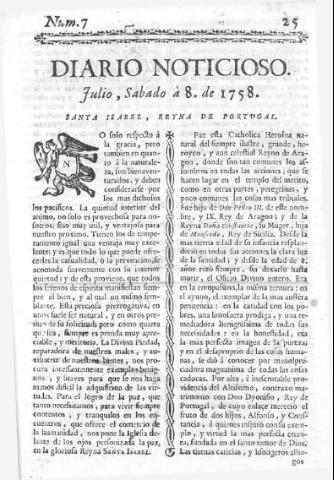 'Diario noticioso, curioso, erudito y comercial público y económico' - Número 7 - 1758 julio 8