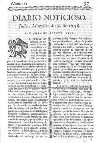 'Diario noticioso, curioso, erudito y comercial público y económico' - Número 10 - 1758 julio 12