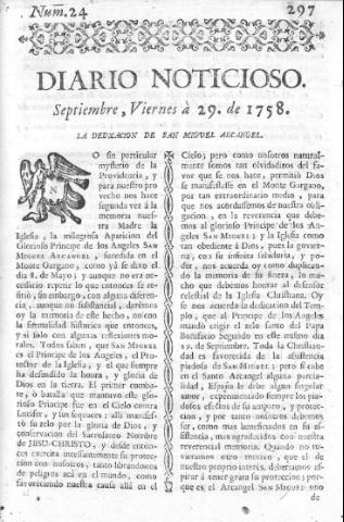 'Diario noticioso, curioso, erudito y comercial público y económico' - Número 24 - 1758 septiembre 29