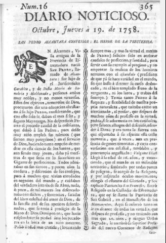 'Diario noticioso, curioso, erudito y comercial público y económico' - Número 16 - 1758 octubre 19
