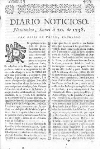 'Diario noticioso, curioso, erudito y comercial público y económico' - Número 15 - 1758 noviembre 20