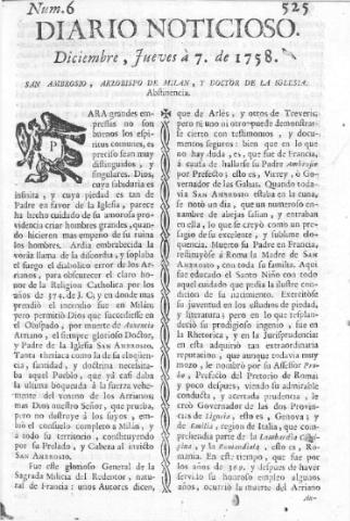 'Diario noticioso, curioso, erudito y comercial público y económico' - Número 6 - 1758 diciembre 7