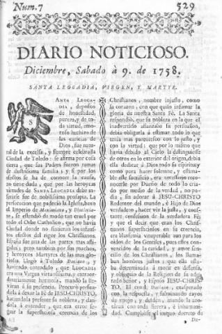 'Diario noticioso, curioso, erudito y comercial público y económico' - Número 7 - 1758 diciembre 9