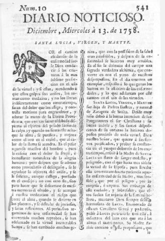 'Diario noticioso, curioso, erudito y comercial público y económico' - Número 10 - 1758 diciembre 13