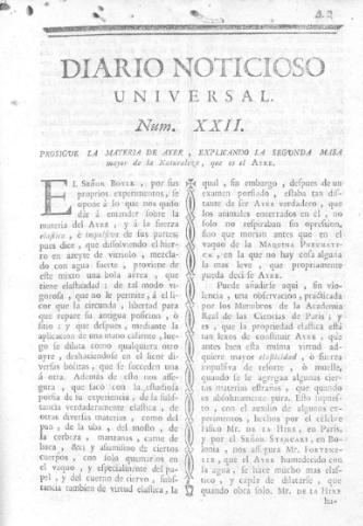 'Diario noticioso, curioso, erudito y comercial público y económico' - Número 22 - 1759 enero 29