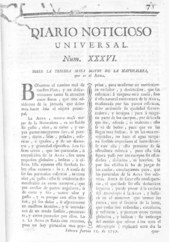 'Diario noticioso, curioso, erudito y comercial público y económico' - Número 36 - 1759 febrero 15