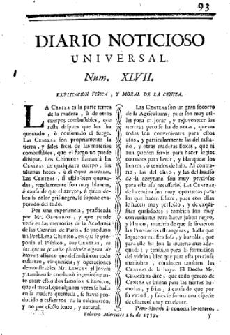 'Diario noticioso, curioso, erudito y comercial público y económico' - Número 47 - 1759 febrero 28