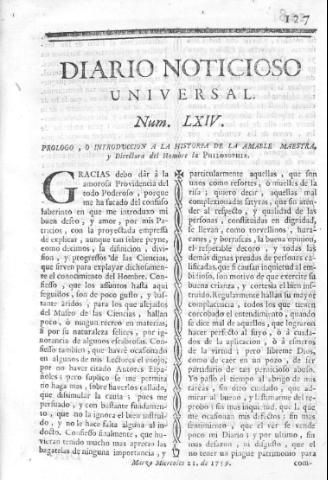 'Diario noticioso, curioso, erudito y comercial público y económico' - Número 64 - 1759 marzo 21