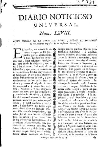 'Diario noticioso, curioso, erudito y comercial público y económico' - Número 68 - 1759 marzo 26